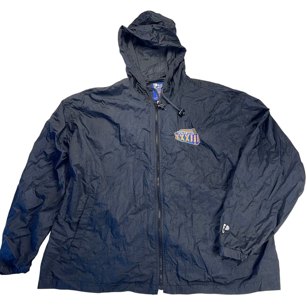 Vintage Pro Player Super Bowl XXXIII 33 Nylon Windbreaker Jacket Hooded Men XL